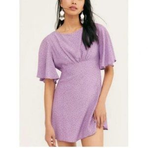 NEW Free People Tootise Mini Dress Lilac Purple Polka Dot